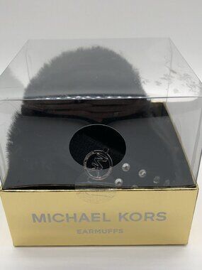 Michael Kors Ear Muffs Faux Fur Size O/S Blk With Diamond  Color Studs NEW -CS6
